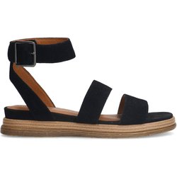 Schwarze Plateausandalen aus Veloursleder