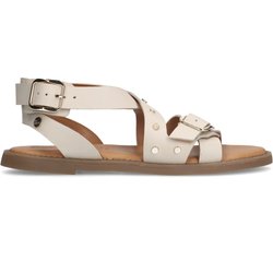Weiße Ledersandalen mit Nieten