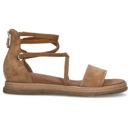 Beigefarbene Riemchensandalen aus Nubuk