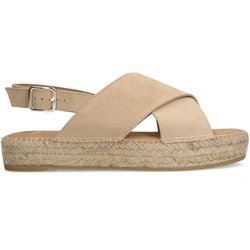 Beigefarbene Plateausandalen aus Veloursleder