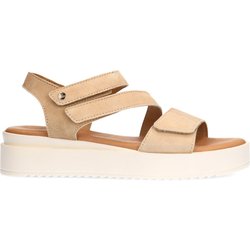 Beigefarbene Veloursleder-Sandalen