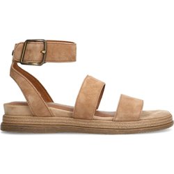 Beigefarbene Veloursleder-Sandalen