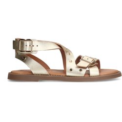 Goldfarbene Ledersandalen mit Nieten