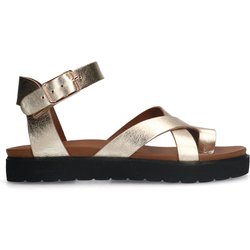 Goldfarbene Plateausandalen aus Leder