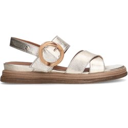Goldfarbene Plateausandalen aus Leder mit Schnalle