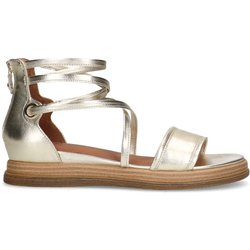 Goldfarbene Riemchensandalen aus Leder