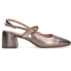 Metallic-Slingbackpumps aus Leder