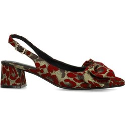 Bordeauxrote Slingbacks mit Leoprint und Schleife