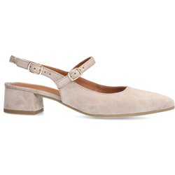 Beigefarbene Slingbackpumps aus Veloursleder