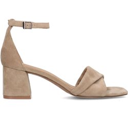 Beigefarbene Veloursleder-Sandaletten