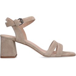 Beigefarbene Veloursleder-Sandaletten