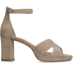 Beigefarbene Veloursleder-Sandaletten