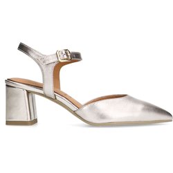 Goldfarbene Slingbackpumps aus Leder
