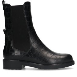 Schwarze Chelsea Boots aus Leder mit Krokomuster