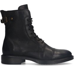 Schwarze Lederschnürboots