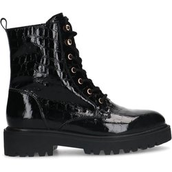 Schwarze Schnürstiefeletten aus Lackleder