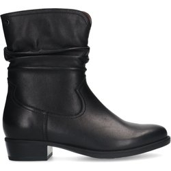 Schwarze Lederstiefeletten mit Absatz
