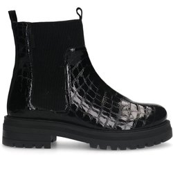 Schwarze Chelsea Boots aus Leder mit Krokomuster
