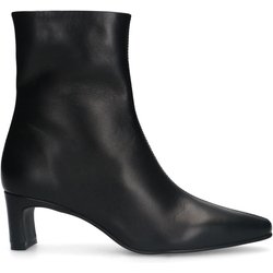 Schwarze Lederstiefeletten mit Absatz