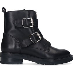 Schwarze Lederstiefeletten mit Schnalle