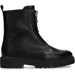 Schwarze Lederstiefeletten mit Reißverschluss