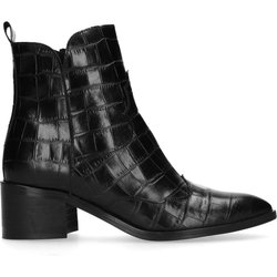 Schwarze Stiefeletten mit Krokomuster