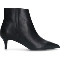 Schwarze Lederstiefeletten mit Absatz