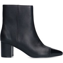 Schwarze Lederstiefeletten mit Absatz