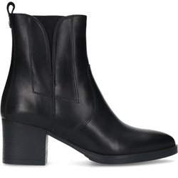 Schwarze Lederstiefeletten mit Absatz