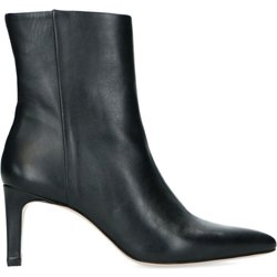 Schwarze Lederstiefeletten mit Absatz