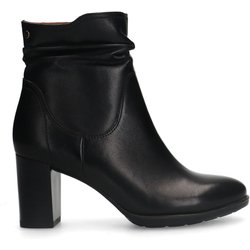 Schwarze Lederstiefeletten mit Absatz