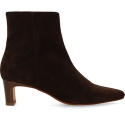 Dunkelbraune Veloursleder-Stiefeletten mit Absatz