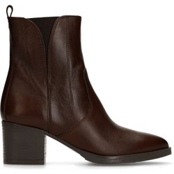Dunkelbraune Lederstiefeletten mit Absatz