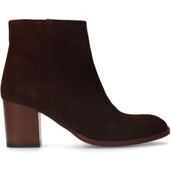 Braune Veloursleder-Stiefeletten mit Absatz