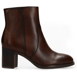 Dunkelbraune Lederstiefeletten mit Absatz