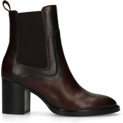 Dunkelbraune Lederstiefeletten mit Absatz