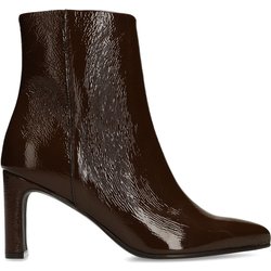 Braune Lackleder-Stiefeletten mit Absatz