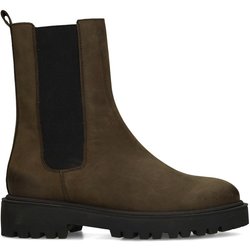 Dunkelgrüne Chelsea Boots aus Nubukleder