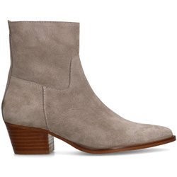 Graue Veloursleder-Stiefeletten mit Absatz