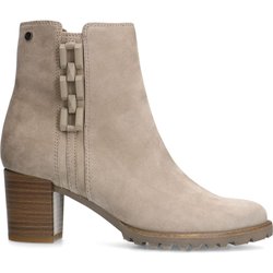 Graue Veloursleder-Stiefeletten mit Ketten-Detail