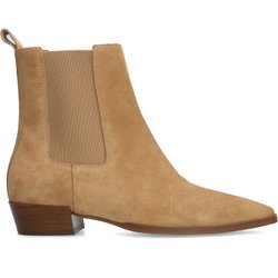 Beigefarbene Chelsea Boots aus Veloursleder