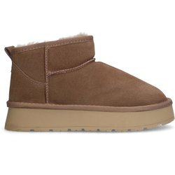Beigefarbene Veloursleder-Snowboots