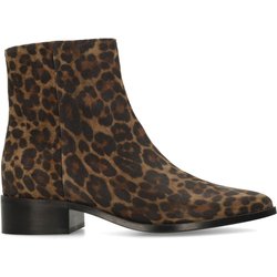 Veloursleder-Stiefeletten mit Leoprint