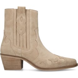 Beigefarbene Cowboystiefel aus Veloursleder