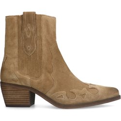 Taupefarbene Cowboystiefel aus Veloursleder