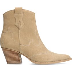 Beigefarbene Cowboystiefel aus Veloursleder
