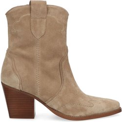 Beigefarbene Western Boots aus Veloursleder
