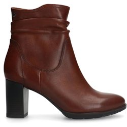 Cognacfarbene Lederstiefeletten mit Absatz