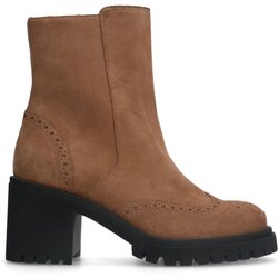 Beigefarbene Veloursleder-Stiefeletten