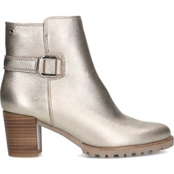 Goldfarbene Lederstiefeletten mit Absatz